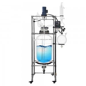 Laboratory Glass Reactor Pilot Glass Reaction Vessel For Small Scale Double-Layers Glass Reactor 10L-30L